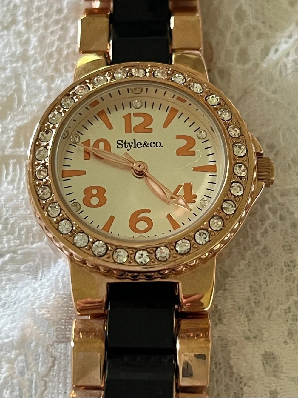 Style & Co. Gold-Tone and Black Crystal Accent Women's Watch